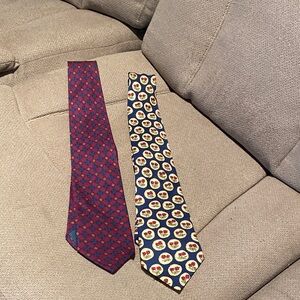 Barneys New York Red and Anthime Mouley Navy Patterned Ties